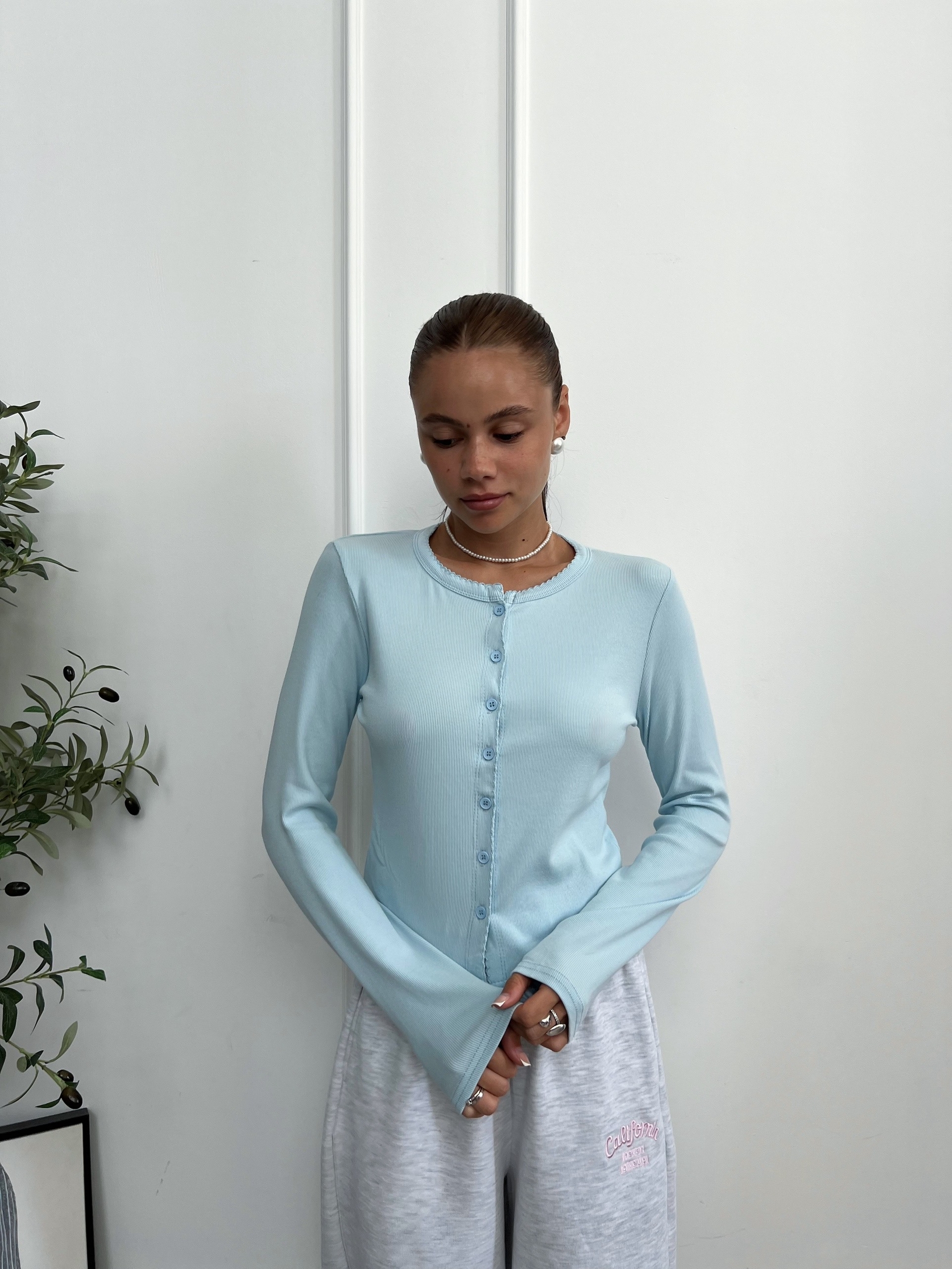 Кофта MISS DIVA 12567 рубчик,волнистый вырез