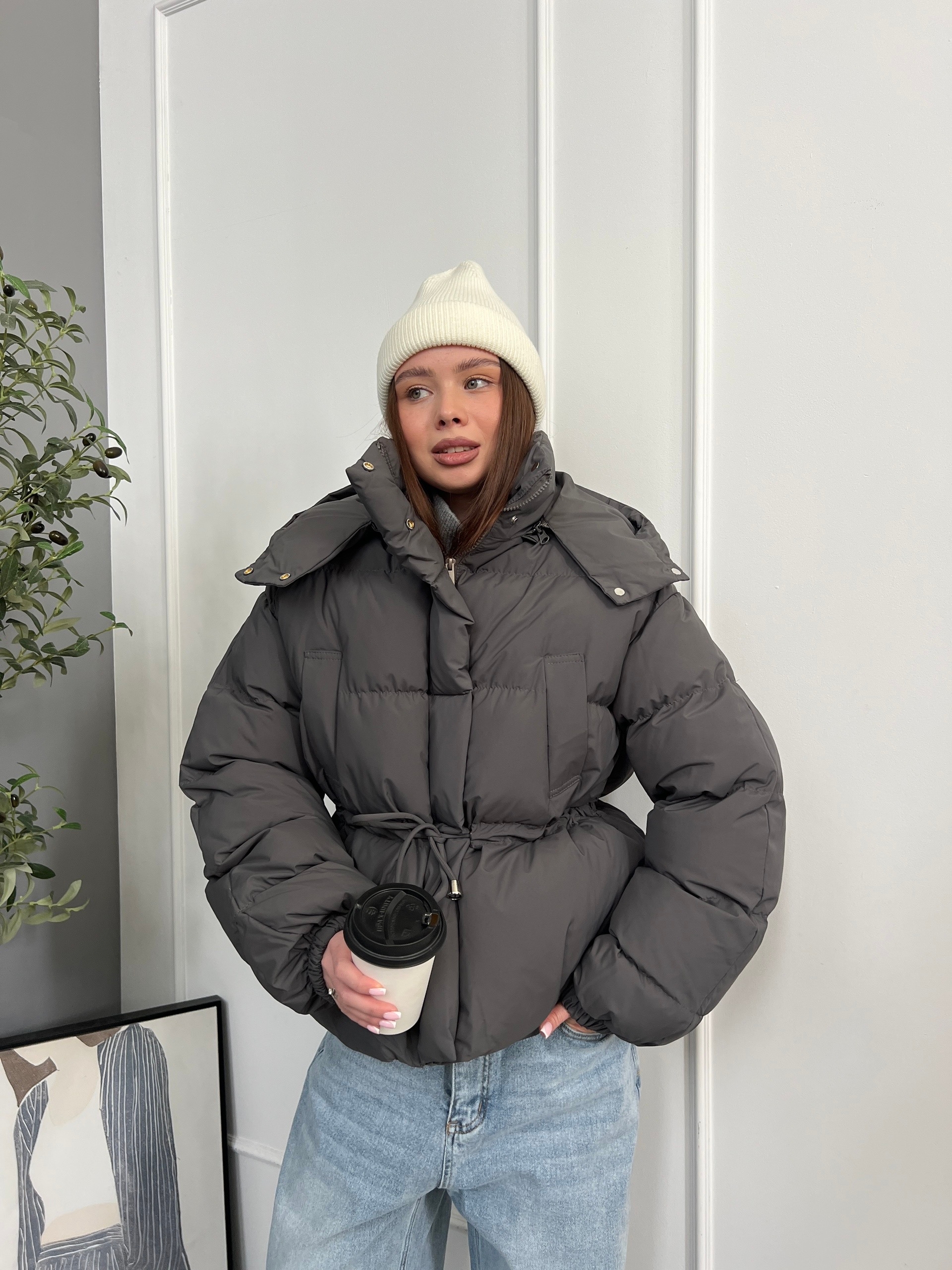 Куртка XX003 короткая затяжка на талии