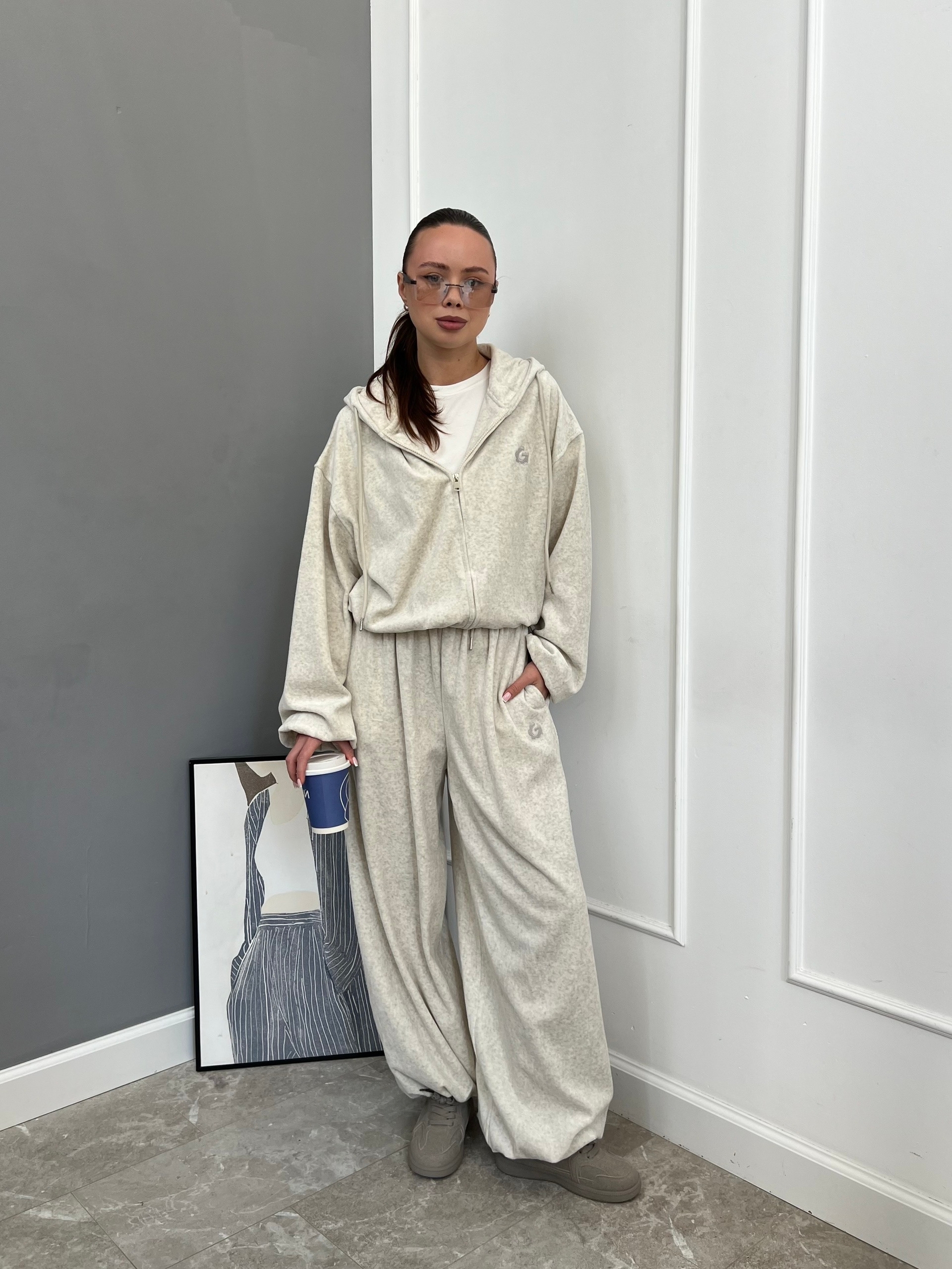 Костюм W 9596 Кофта+Штаны велюр G