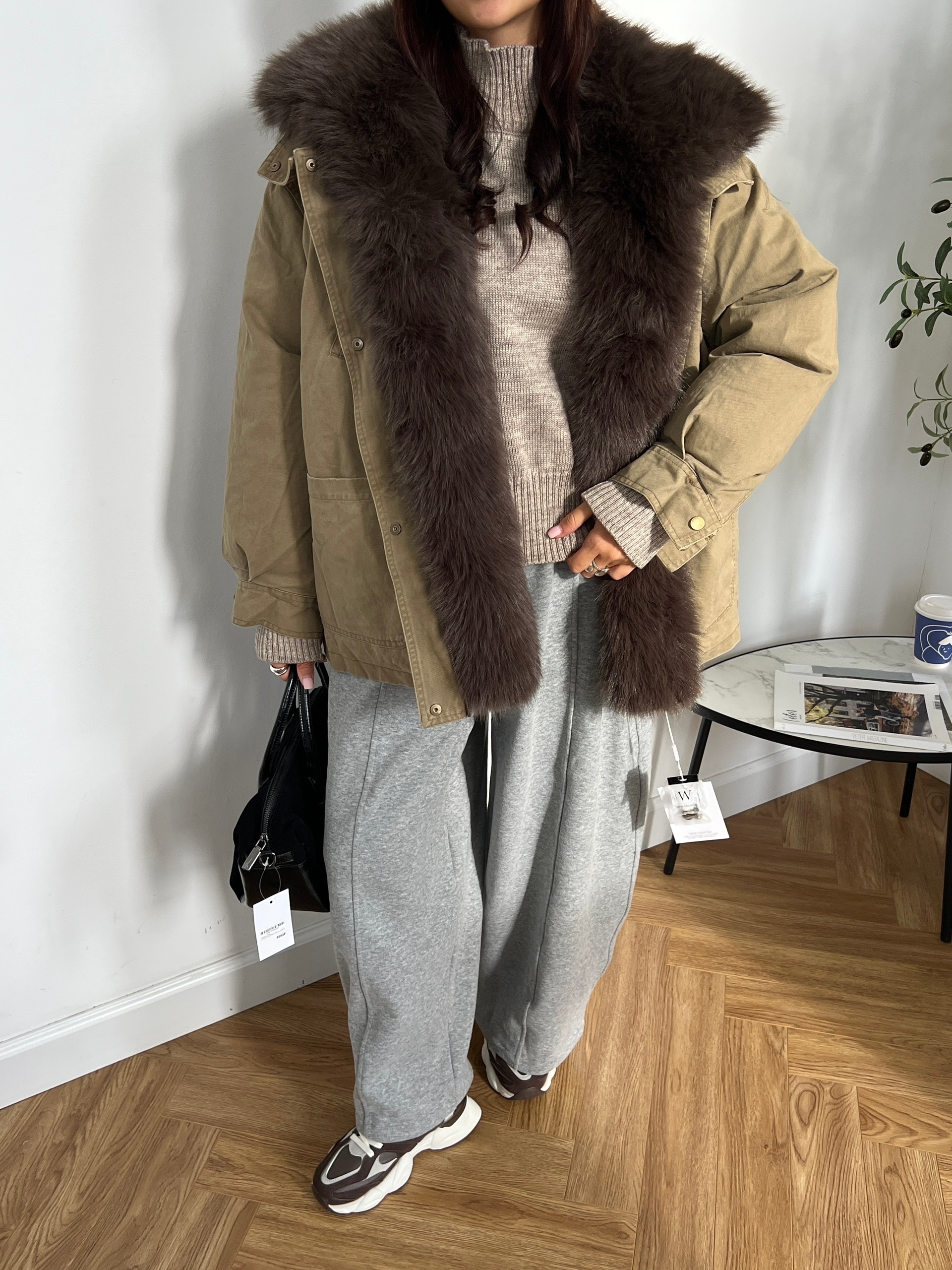 Куртка W 6026 Меховой воротник