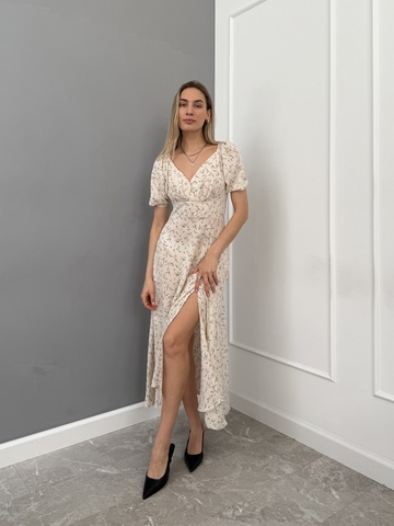 Платье Dress цветочн принт V вырез