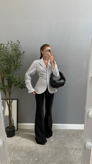 Рубашка MISS DIVA 12526 В полоску,по середине сборка