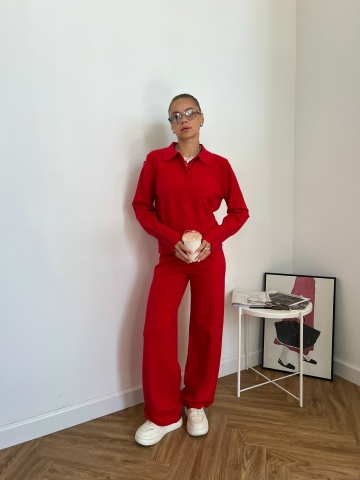 Костюм Трикотажный,вязаный Брюки+Кофта на пуговицах