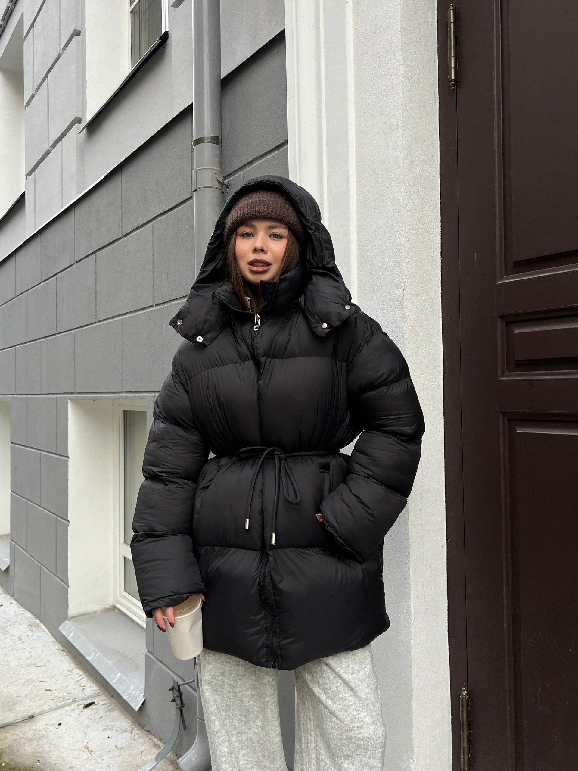 Куртка W 5936 Длинная + Пояс